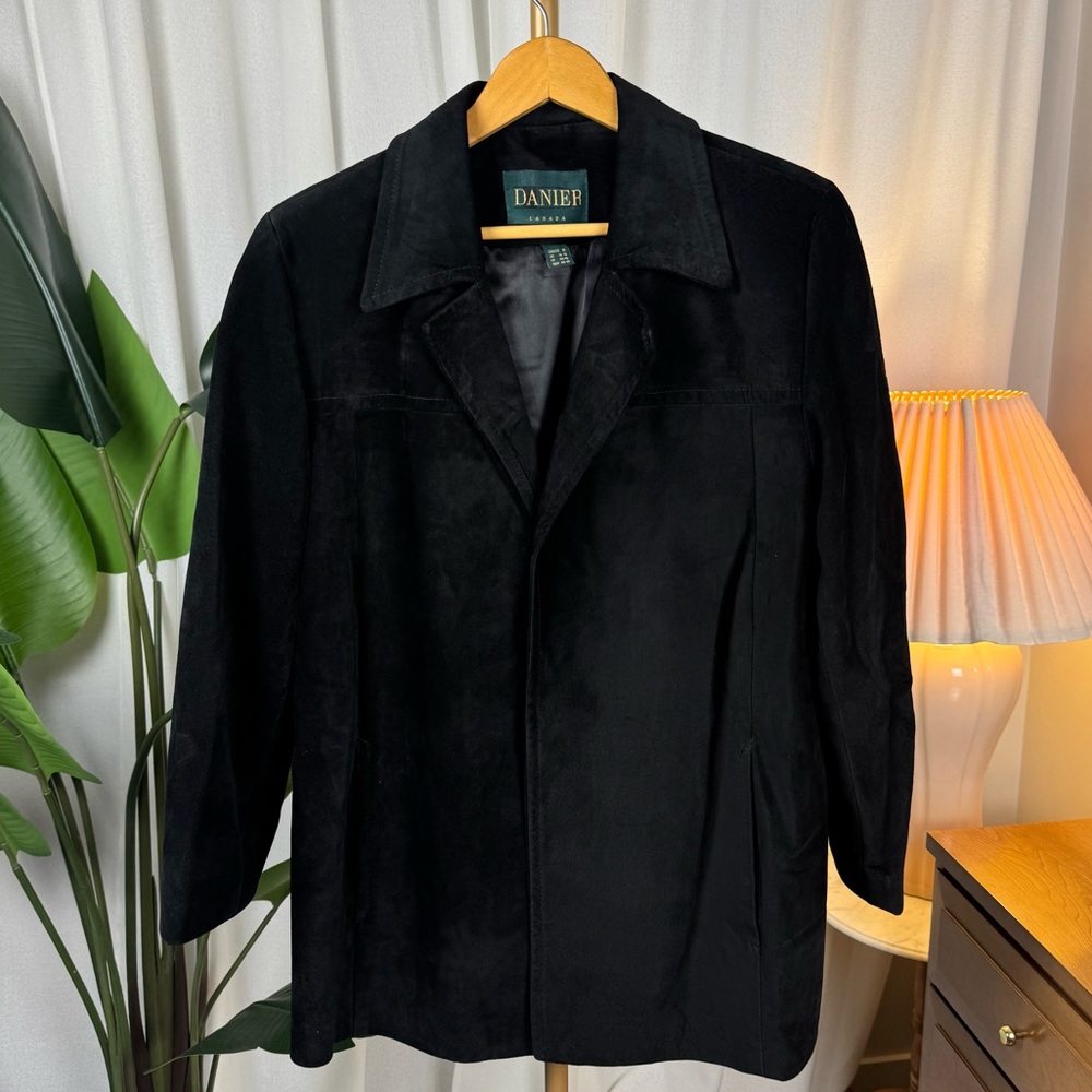Vintage 90s Danier Black Suede Jacket Made in Canada sz Medium
